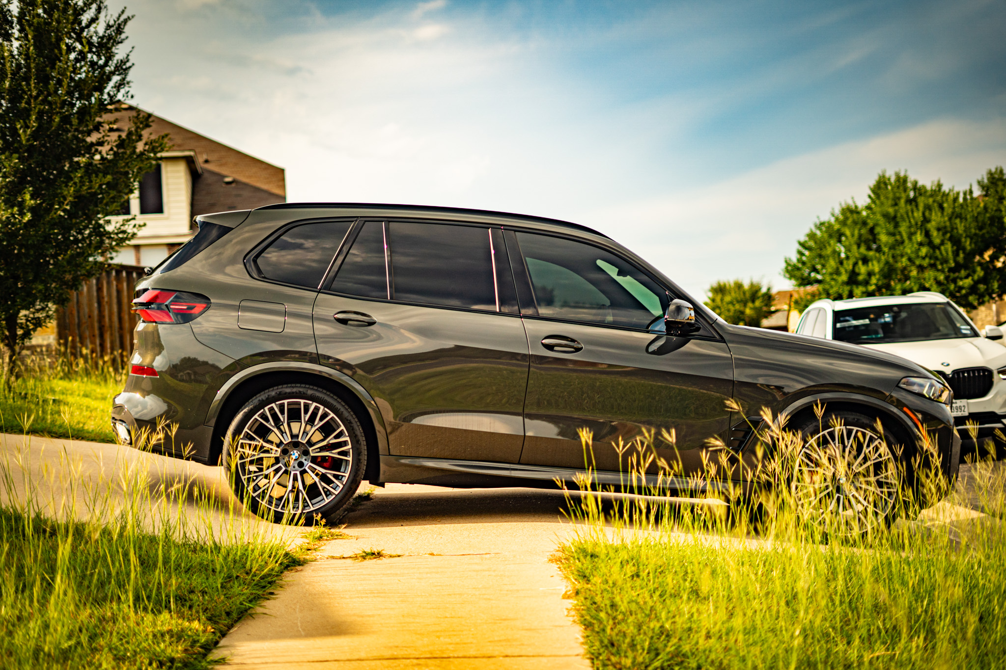 Window tint on dark grey BMW X5 — tinted side and rear windows, Killeen TX